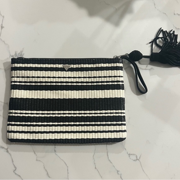 Sam Edelman Black and White Striped Clutch with Colorful Fish Design - Picture 4 of 7